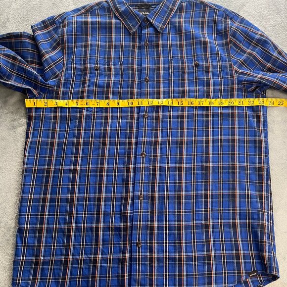 Prana Dolberg Flannel Shirt Mens L Blue Plaid Slim Fit Long Sleeve Button Up - Picture 10 of 15